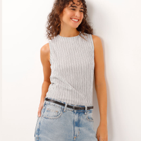 Regata alças médias texturizada e listrada off white