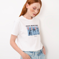Camiseta de algodão manga curta Stitch branca