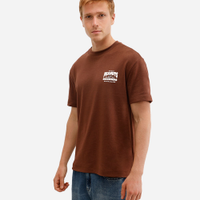 Camiseta de algodão manga curta snoopy peanuts marrom