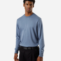Camiseta masculina de algodão peruano básica gola redonda azul