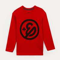 Camiseta infantil de algodão enaldinho manga longa vermelho escuro