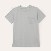 Camiseta de algodão infantil com bolso azul