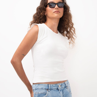 Blusa muscle tee de algodão canelada - off white