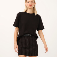 Camiseta oversized feminina de algodão peruano interlock preta