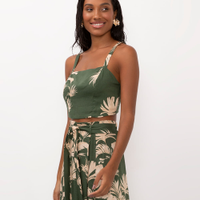 Cropped de viscose folhagens verde