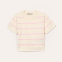 Cropped de tricot infantil listrado - rosa claro