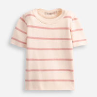 Cropped de tricot infantil listrado - rosa velho