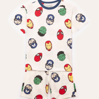Pijama de algodão infantil avengers off white