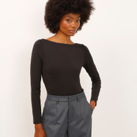 Body decote canoa manga longa preto
