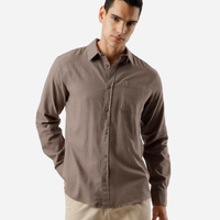 Camisa comfort de algodão manga longa com bolso verde