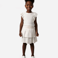 Saia infantil com babados e lastex off white