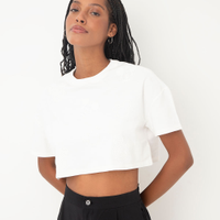 Cropped de algodão manga curta mickey off white