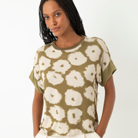 Blusa de viscose rosa verde clarisse romeiro verde militar