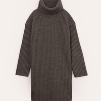 Vestido infantil de tricot canelado cinza