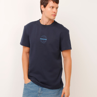 Camiseta de algodão manga curta worldwide azul