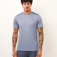 Camiseta masculina esportiva com listras azul