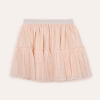 Saia de tule infantil poá metalizado bege
