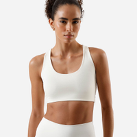 Top feminino de poliamida bojo removível nadador esportivo off white