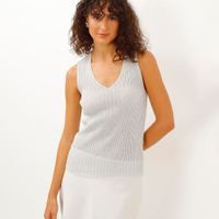 Regata de tricot lurex decote v prata