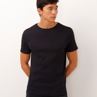 Camiseta de algodão manga curta texturizada preta