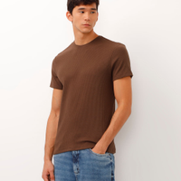 Camiseta de algodão manga curta texturizada marrom
