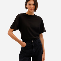 Camiseta comfort feminina de algodão peruano interlock preta