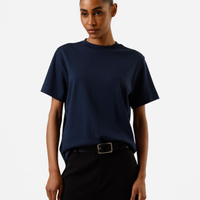 Camiseta básica feminina de algodão peruano azul