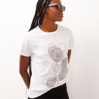 Camiseta de algodão mickey metalizado off white