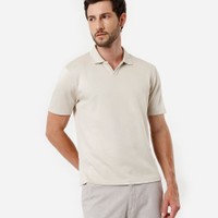 Polo comfort masculina com mangas curtas bege