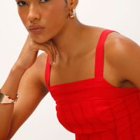 Cropped de laise decote quadrado vermelho