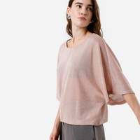 Blusa de lurex manga curta rosa