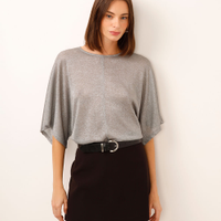 Blusa de lurex manga curta prateada