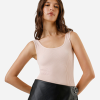 Body básico feminino de poliamida canelado rosa