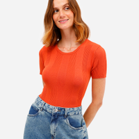 Blusa feminina com viscose canelada marrom