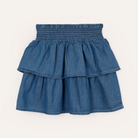 Saia jeans infantil com lastex azul