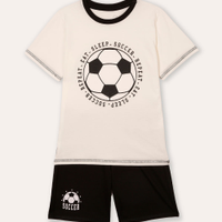 Pijama curto infantil futebol off white