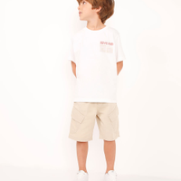 Bermuda cargo infantil de sarja bege