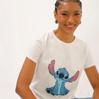 Camiseta de algodão stitch off white