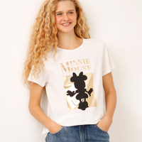 Camiseta de algodão minnie mouse metalizada off white