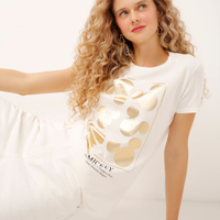 Camiseta de algodão mickey off white