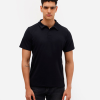 Polo comfort masculina de algodão manga curta preta