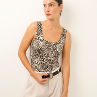 Regata alça larga animal print marrom