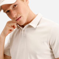 Polo comfort masculina de algodão manga curta bege