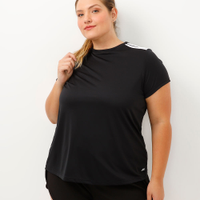 Camiseta com listras plus size esportiva preto