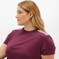 Camiseta com listras plus size esportiva vinho