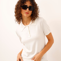 Polo de tricot manga curta off white