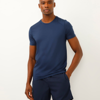 Camiseta esportiva slim manga curta azul