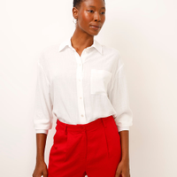 Camisa de viscose com bordado off white