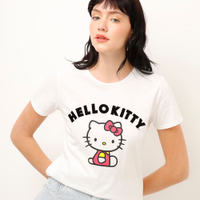 Camiseta de algodão hello kitty off white