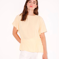 Blusa de viscose com babado e franzido mindset amarela